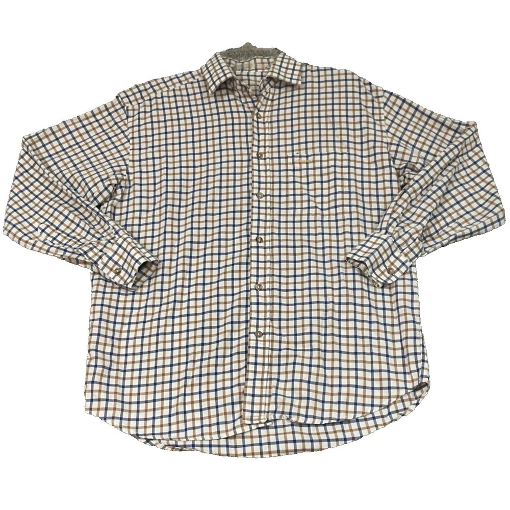 Le Chameau Western Shirt SZ L Blue Brown Gingham Check Long Sleeve Button Casual